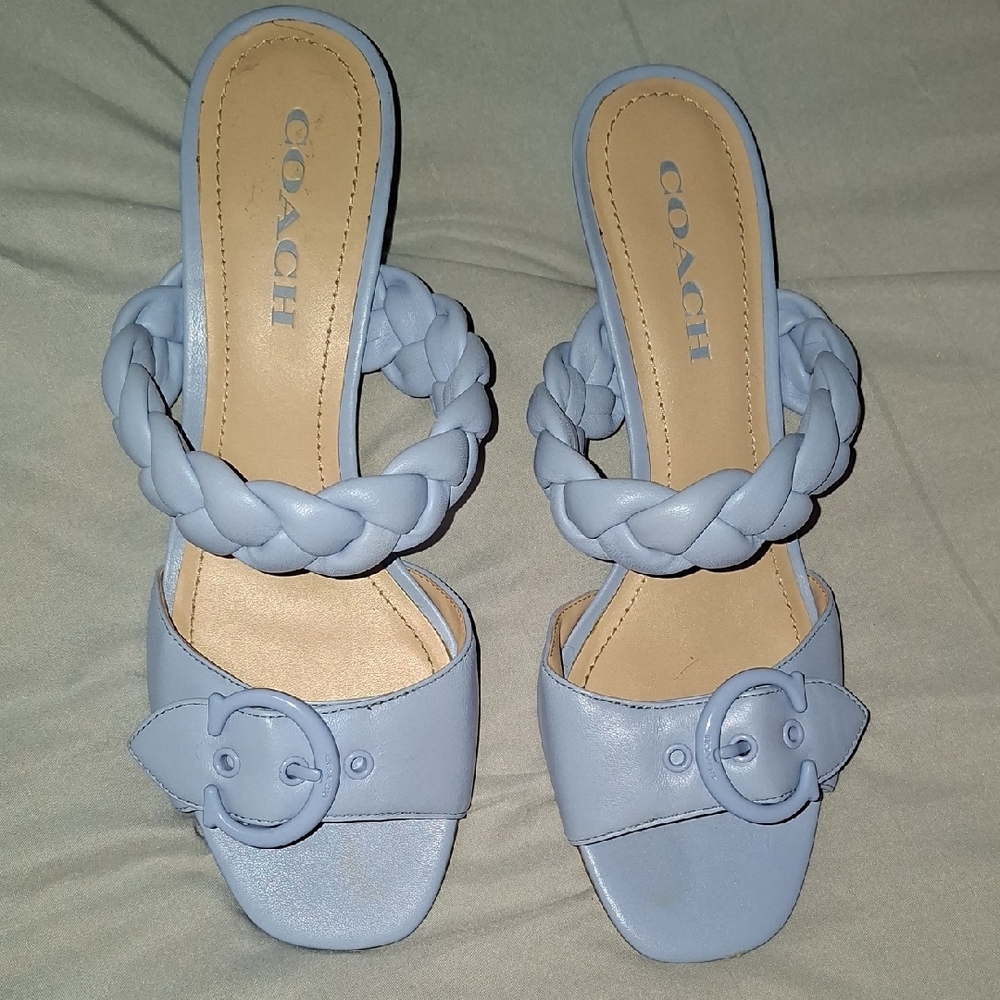 Coach Women's Light Blue‎ Braided Mules